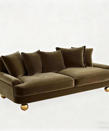 French Retro and Simple Solid Wood Three-Seater Sofa for Home Living Room, Small Apartment, Casual Model Room, Fabric Sofa