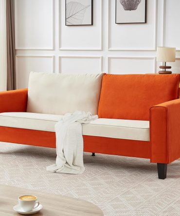 Couch for Living Room, 79" Modern Sofa with Removable Cover and Deep Seat, Linen 3 Seater Comfy Sofa for Small Spaces, Apartment, Color-Block