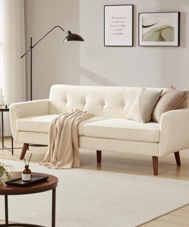 77.2" W Linen Sofa Couch,  Decor Loveseat Couches for Living Room, Button Tufted Upholstered Small Couch for Bedroom, Solid, and Easy to Install Love Seats Furniture, Beige