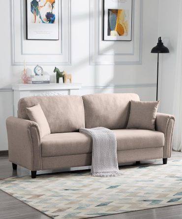 81.5" Modern Minimalist Sofa with Solid Wood Frame, Sturdy and Durable, Suitable for Living Room, Office, etc.Light Brown