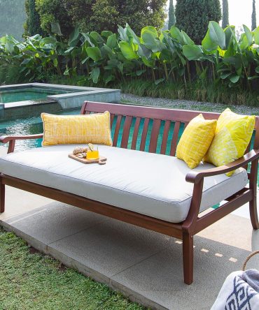 Solid Wood  Daybed, Natural Brown/Oyster