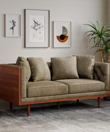 Loveseat Sofa, Couch with Button-Tufted Upholstery, Wood Frame Stylish Retro Design for Living Room Apartment Office, Dark Beige